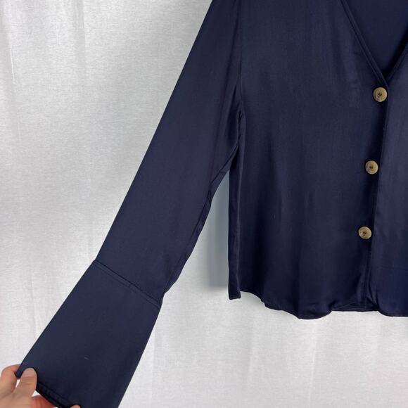 NWT Something Navy Top Bailey Blouse Classic Scandi Minimalist Chic Parisian - Picture 3 of 8